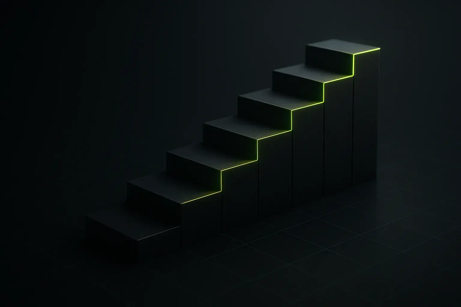 Illustrative stepped rank-climb chart with a rising trend line.