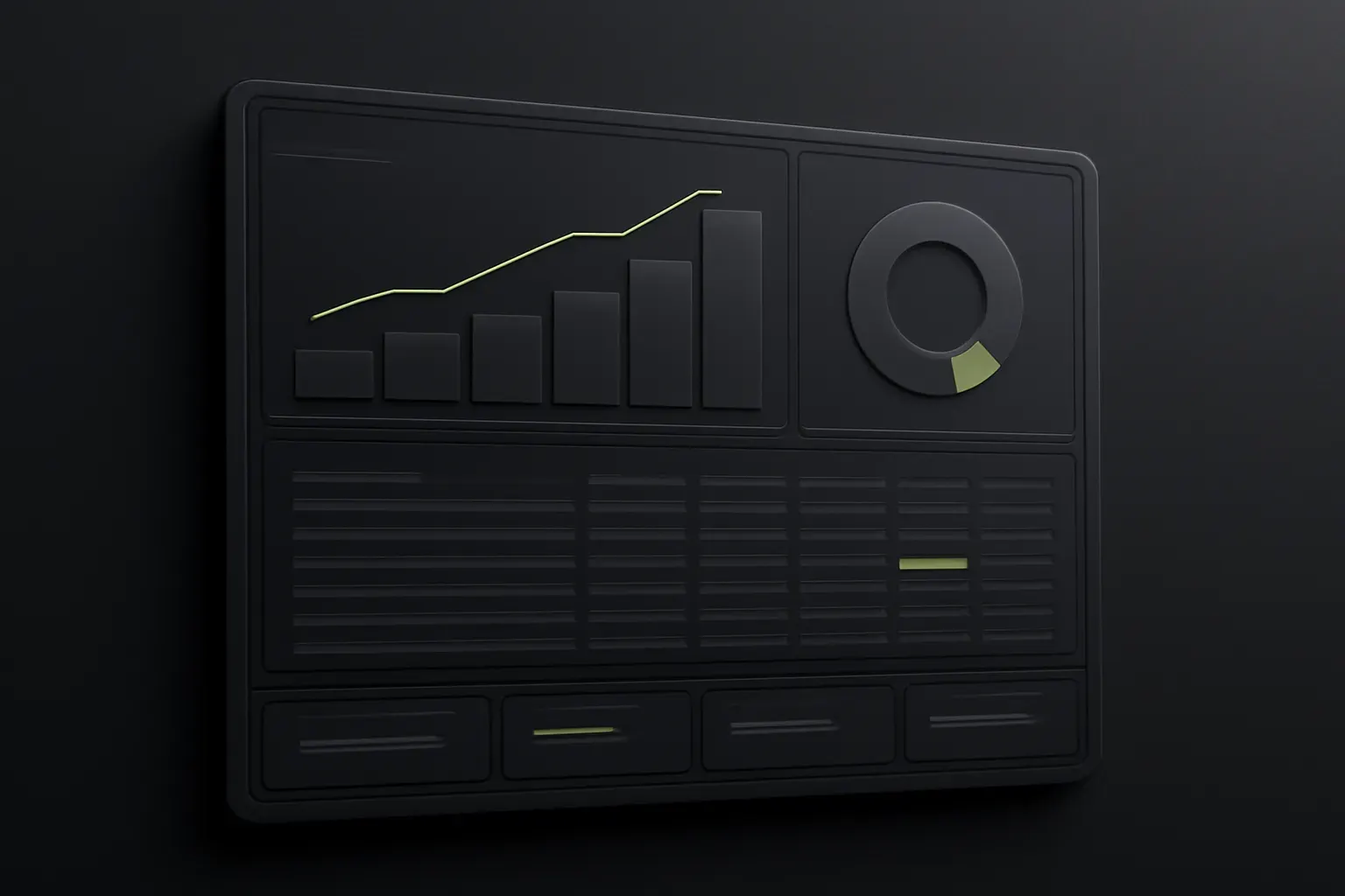 Illustrative sample monthly report with bar charts and tables.